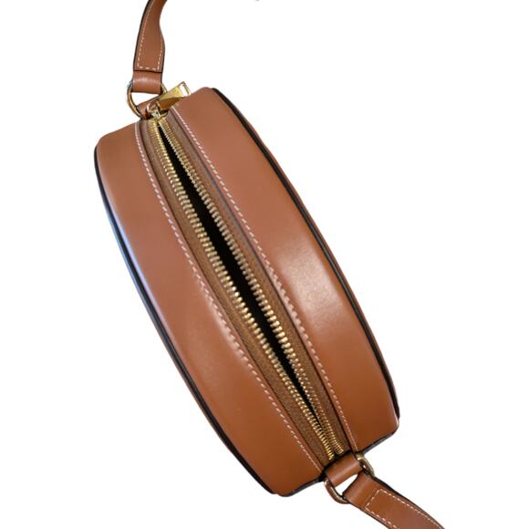 Cèline Canvas Calfskin Cuir Small Triomphe Oval Crossbody Purse - Picture 6 of 7